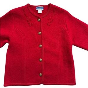 Vintage Pendleton 100% Virgin Wool Cardigan Red Petite small cottagecore 90s
